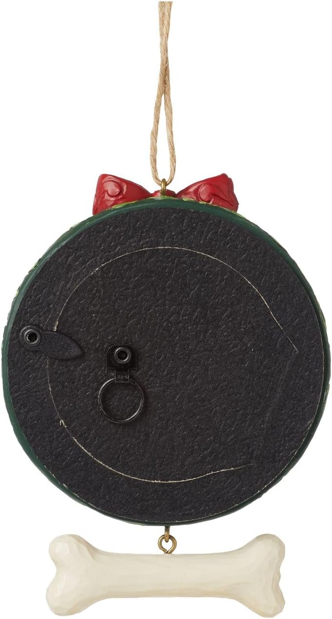Enesco Jim Shore Heartwood Creek Dog Pet Wreath Photo Frame Hanging Ornament, 4.33 Inch, Multicolor