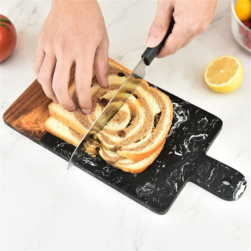 Tabla de Cortar Cocina,Tabla de Cortar de mármol con Mango en Forma de parquet Tabla de Cortar de Fruta de Pan Plano