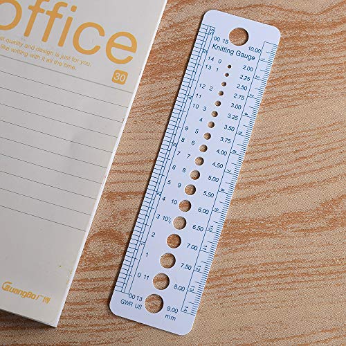 RAYNAG Knitting Needle Gauge Measuring Tool, Ruler & Stitch Gauge Window, Durable Sizer 5 Pack