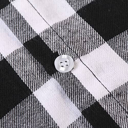 Image of OCHENTA Men's & Boys Flannel Shirts Button Down Long Sleeve Plaid Shirt Family Matching Outfits