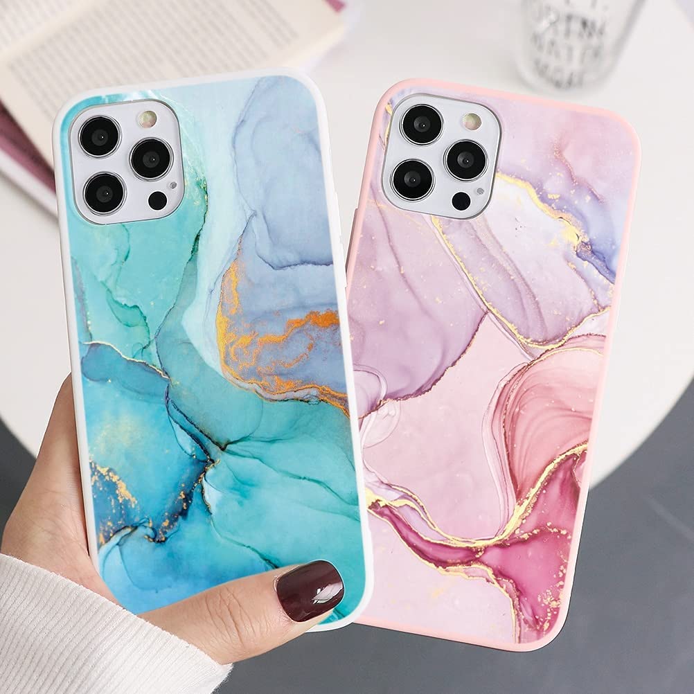2 Cover In Silicone Con Effetto Marmo Per Xiaomi Redmi Note 10 5G – Morbide, Sottili E Antiurto (Rosa E Bianca) - 2