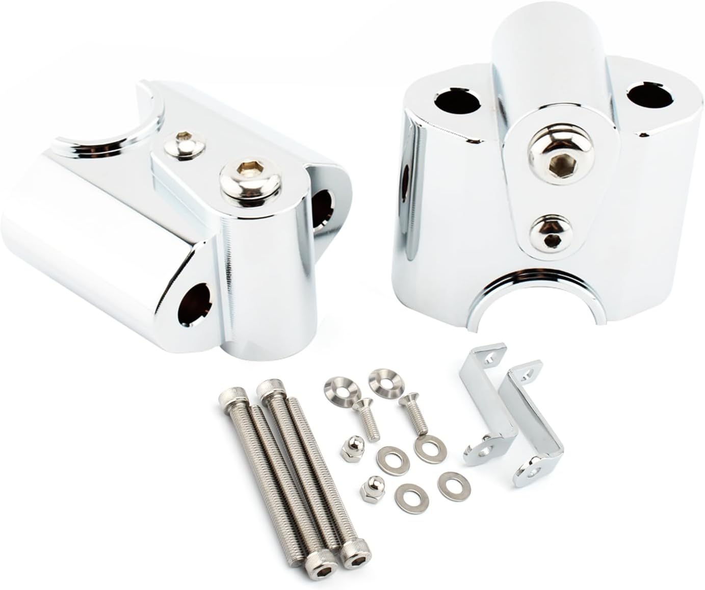 Motorcycle Handlebar Riser Heighten Adapters Rise Handle Bar Bracket Kit Fits For BMW R18 100 Year R 18 Classic 2020-2024 (Silver)