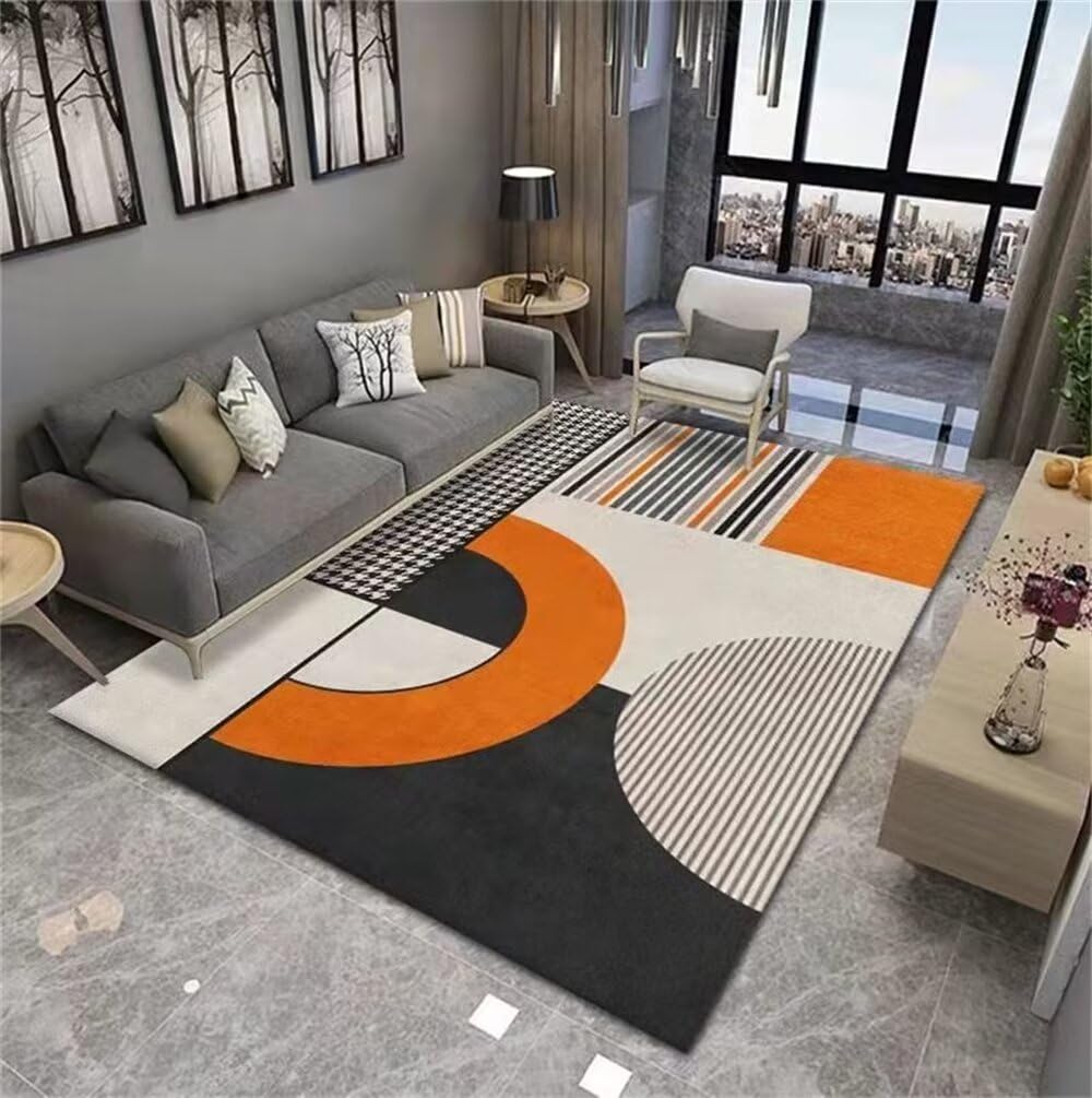 Tapis de salon unicolore orange 140x200 cm tapis poil court moderne