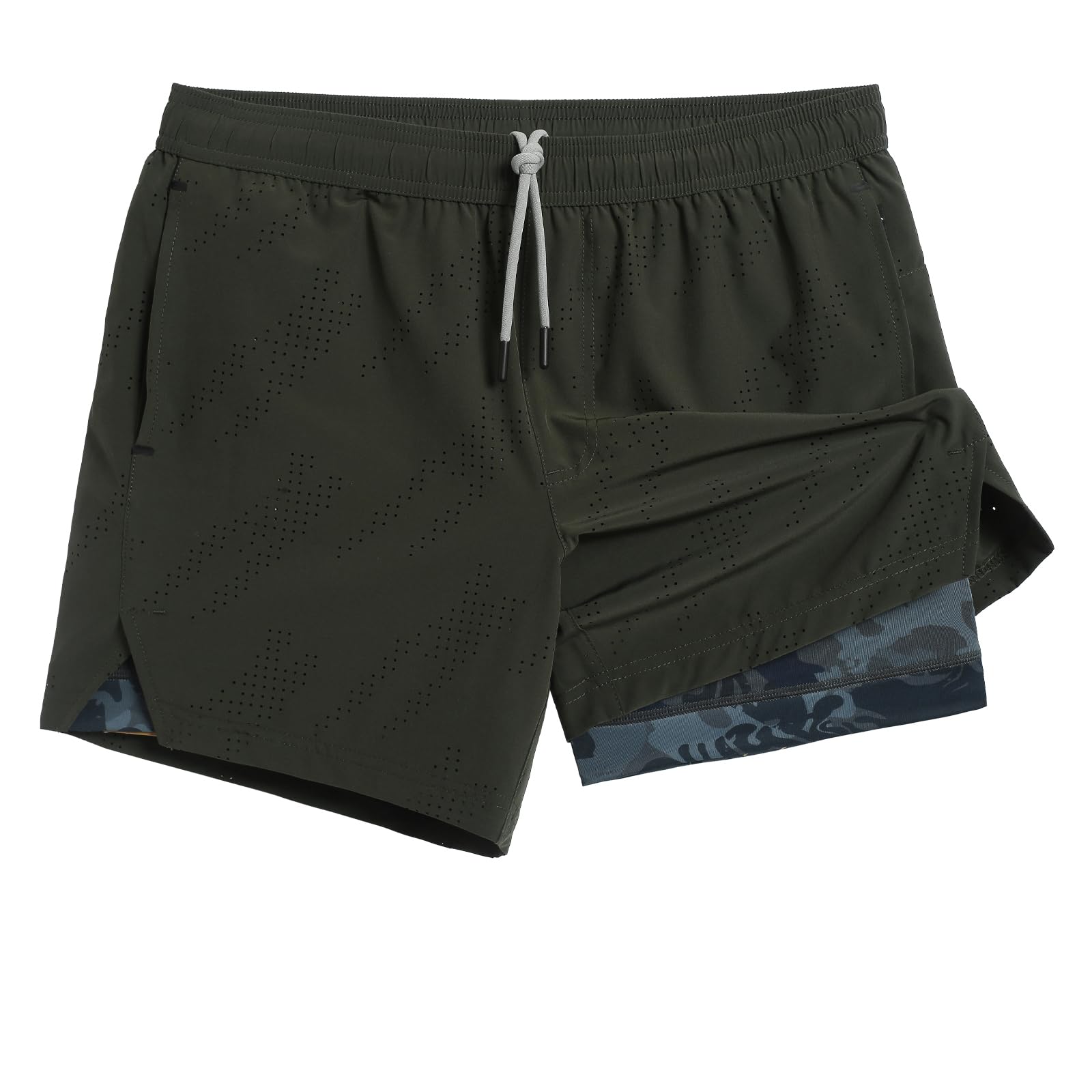 maamgic Mens Running Shorts with Compression Liner 5" Quick Dry Zip Pocket