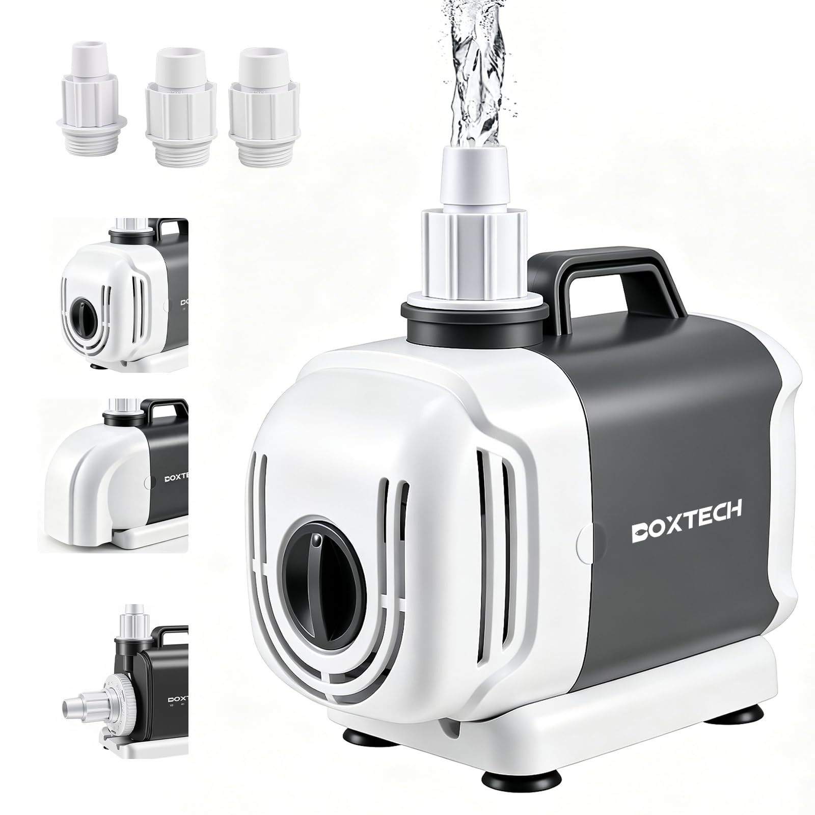Boxtech Pompa per bacino 55W 3500L/h,Pompa per acquario | Flusso regolabile 3 in 1, motore in rame puro, per laghetto da giardino, Koi, cascata e filtrazione