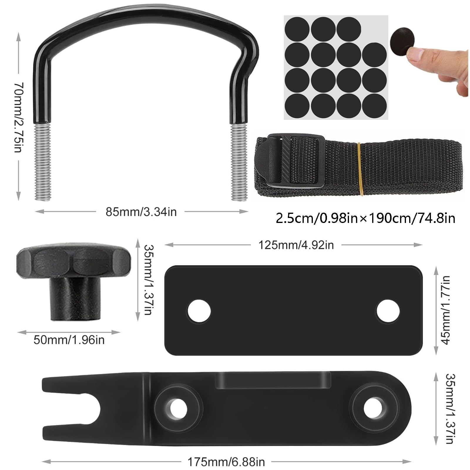 4 Pezzi Fissaggio Per Box Da Tetto, Universale Kit Di Montaggio Per Box Da Tetto, Morsetti A U Per Box Tetto, Larghezza Interna Di 85mm, Con 8 Dadi Di Bloccaggio Per Impieghi Gravosi E 2 Bende