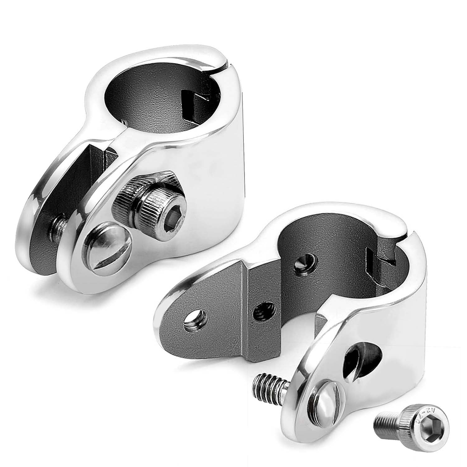 Bimini Top Hinged Jaw Slide 7/8 Inch/1 inch, Bimini Top Fitting Hardware Boat Jaw Slide, Heavy Duty Bimini Top Clamps,2 Pack 316 Stainless Steel