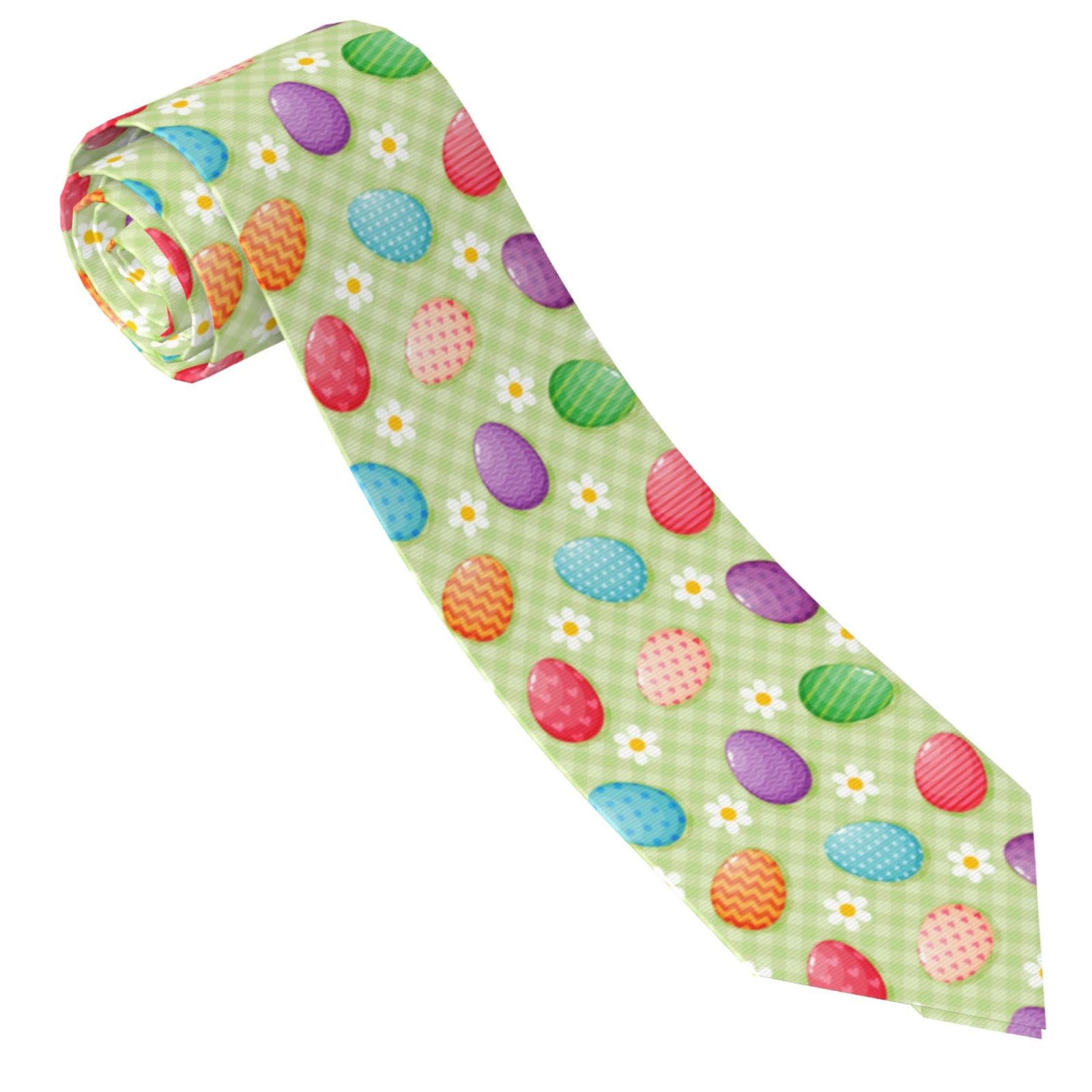 KEOUiP Happy Easter Colorful Easter Eggs Ties for Men Business Neck Ties Fashion Neckwear Novelty Casual Neckties Festival Outfits Accessory