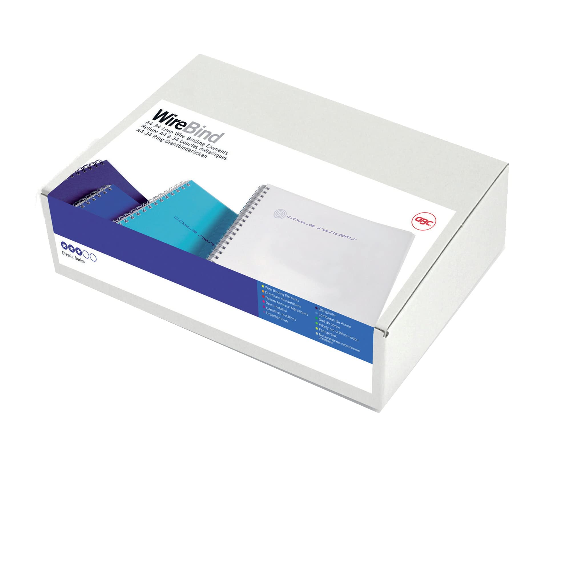 GBC Lot de 100 reliures à spirales A4 34 anneaux 14 mm Argenté