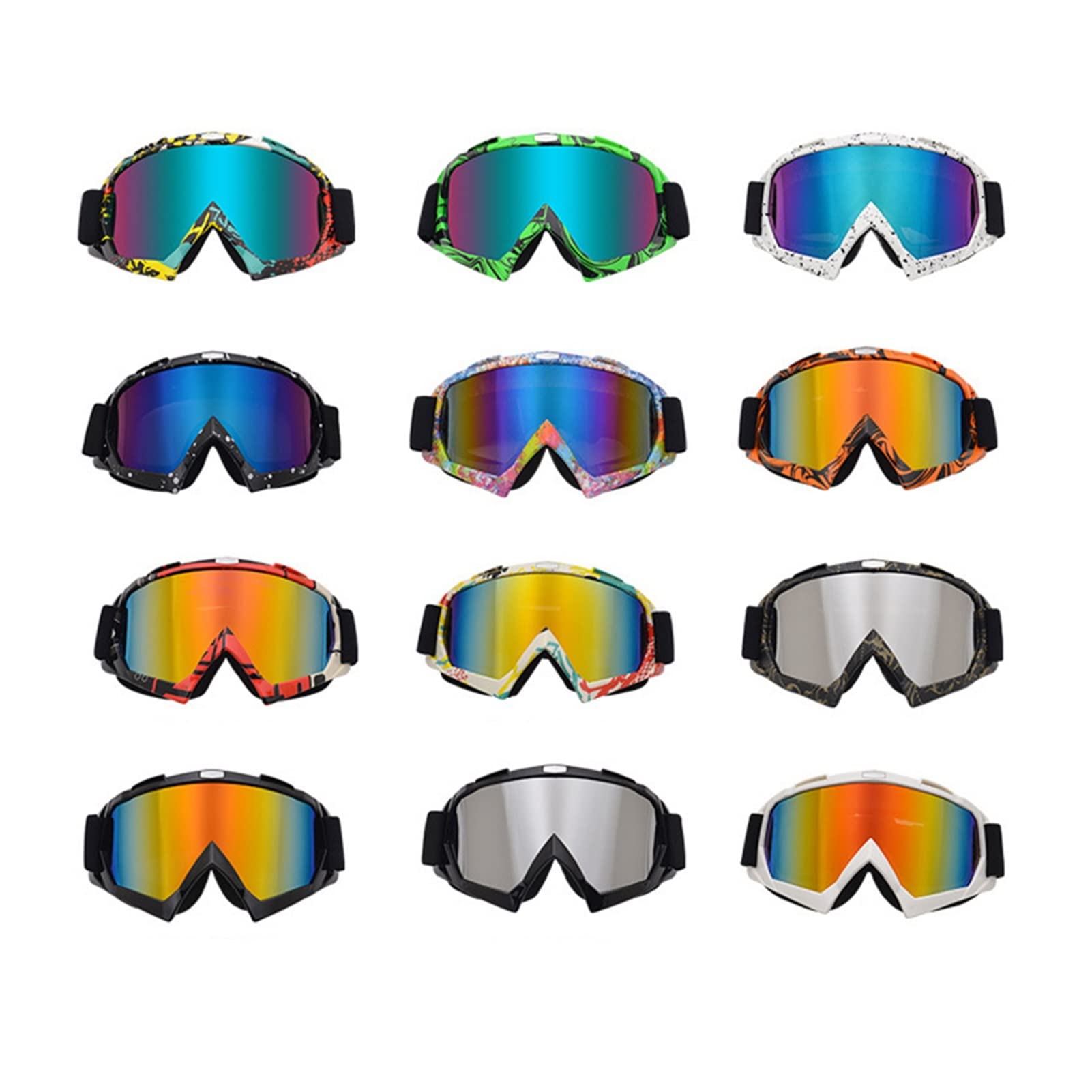 Occhiali da sci Adatta for la lente placcata Plated Snowmobile Goggles Goggles Da Sole Occhiali da sole Snowboard Sci Occhiali Antivento Moto Mask Casco Off Road Cross Myopic ( Color : Red Black )