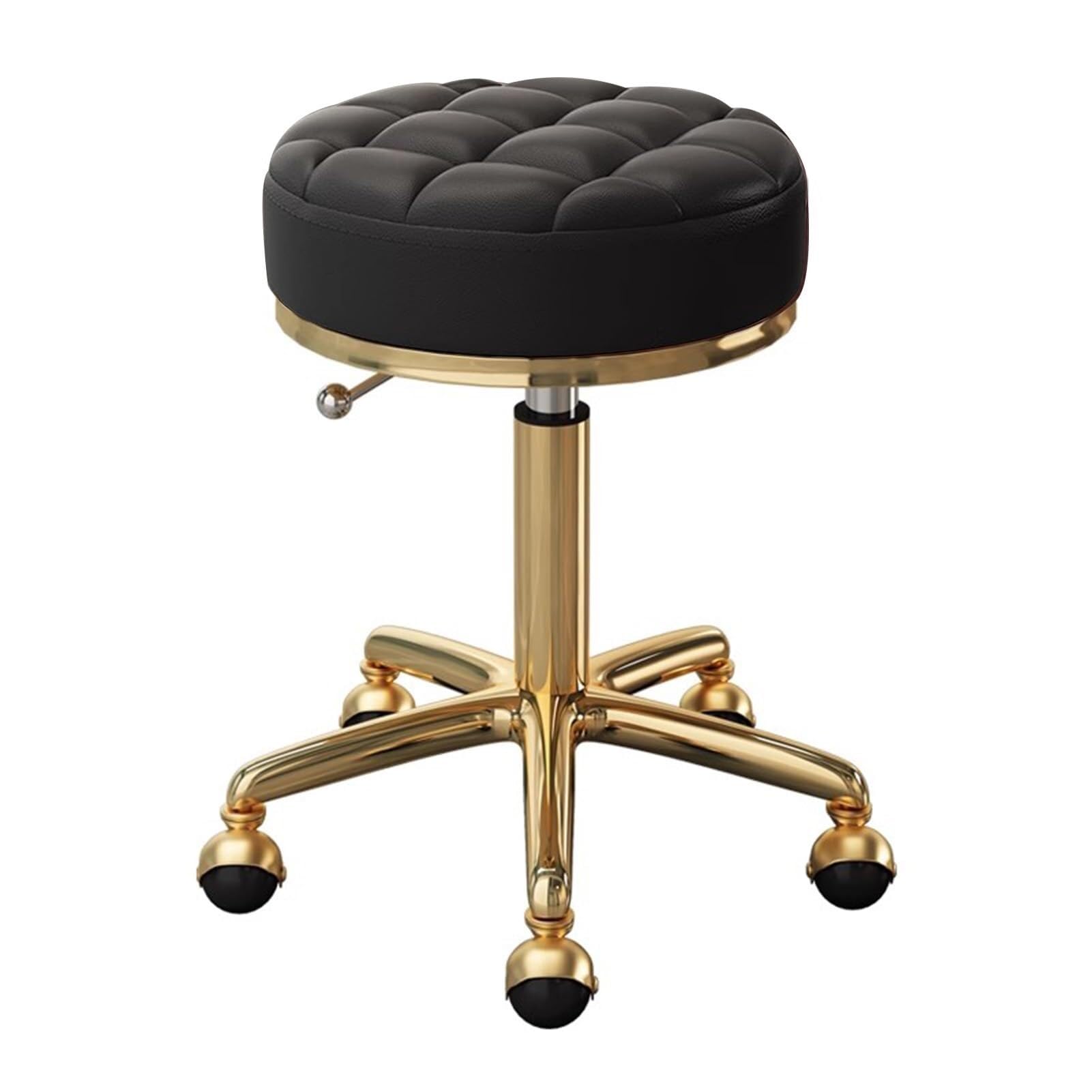 Tabouret de beauté à roulettes réglable avec assise en PU et cadre en acier inoxydable