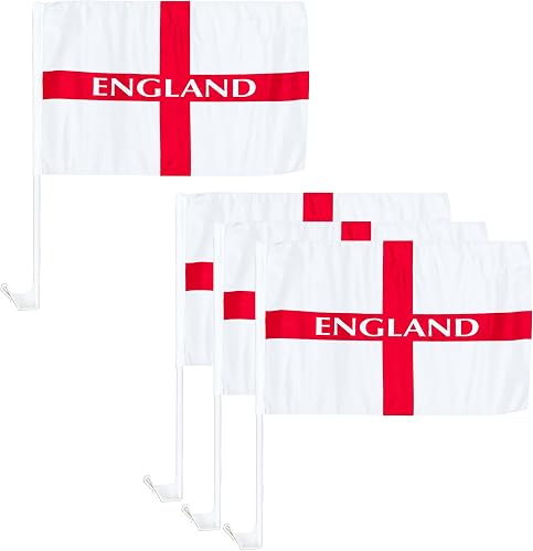 4 banderas de 46 x 30 cm impresas de Inglaterra para ventana de coche de San Jor