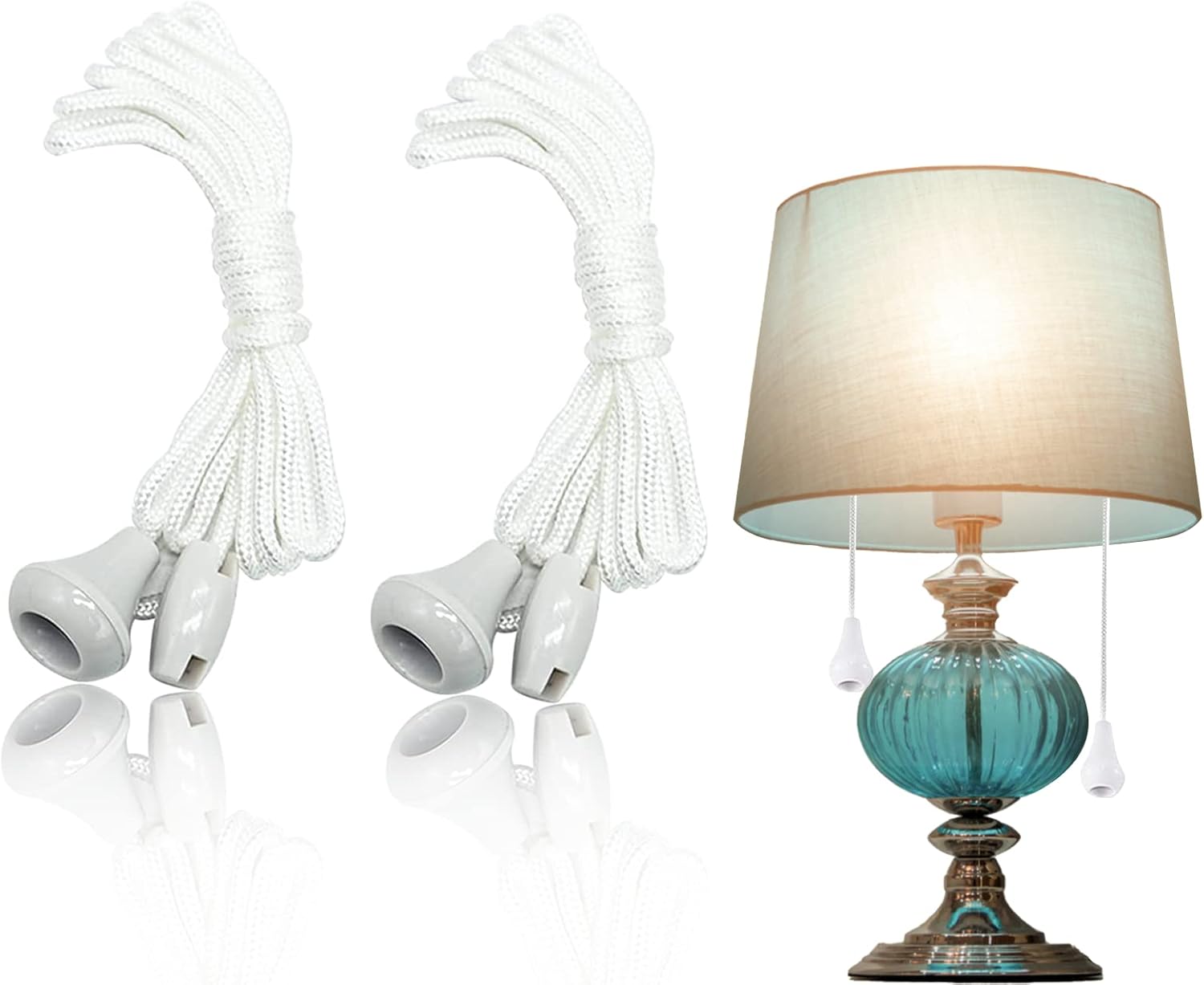 OBYJCA White Light Pull Cord, 2pcs Pull Cord String Light Cord Pull
