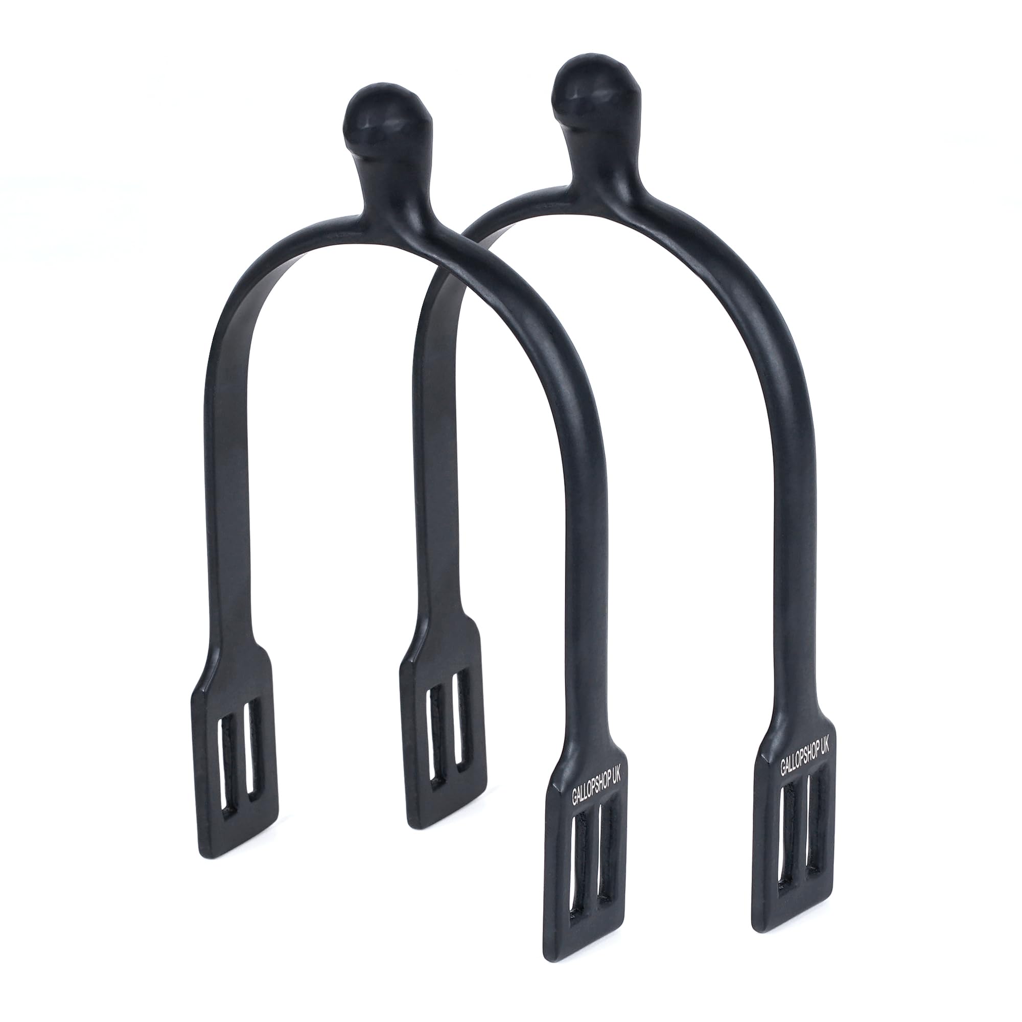 Gallop Shop Dressage Knob End / Horse Riding Spurs / Spur with Free Straps (Jett Black)