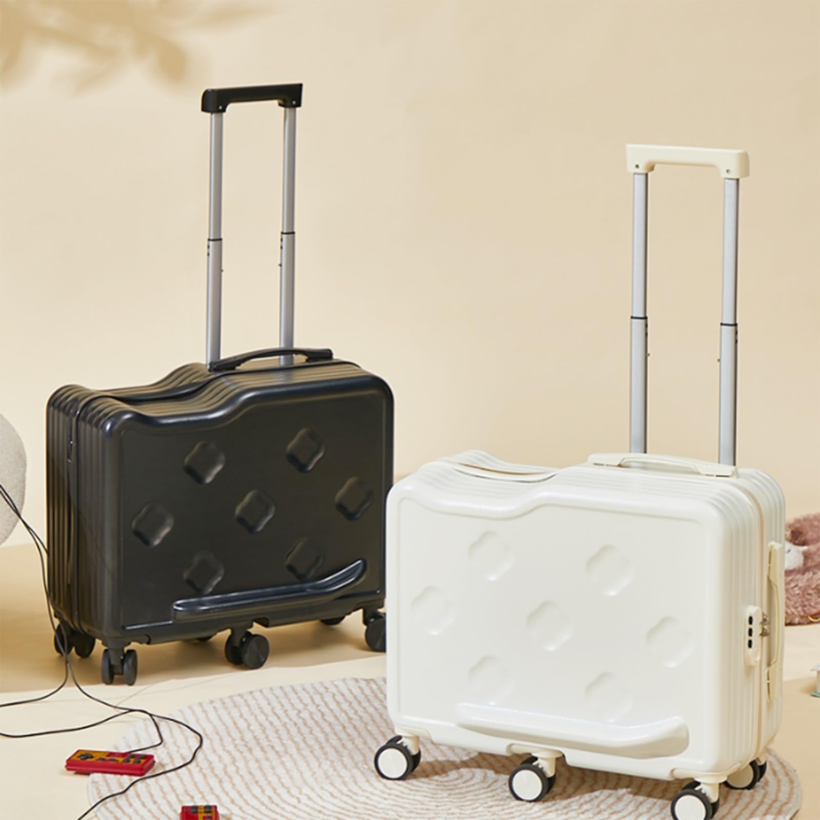 Equipaje de Mano rígido, Maleta de Viaje de 20"/22" con Cerradura de combinación, Gancho y asa de aleación de Aluminio, Maleta con Ruedas ABS(Black,22")