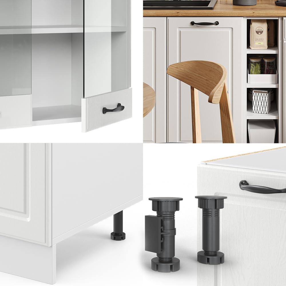 Vicco Singleküche R-Line, Weiß Landhaus/Weiß, 160 cm, AP Eiche, mit Flexibler Anordnung der Module und erweiterbar