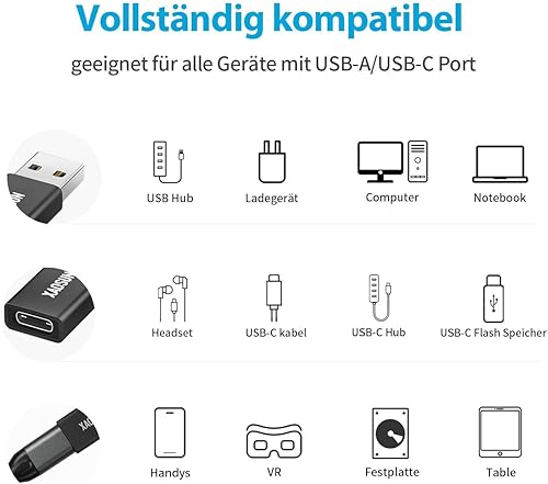 Vista 19 de XAOSUN [10 Gbps] Adaptador USB C hembra a USB macho (paquete de 2), adaptador 3.1 USB A a C, sincronización de datos SuperSpeed unilateral y carga