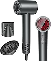 ROUUO 150000RPM Brushless Hair Dryer: 500M Ionic Fast Dry, Low Noise, Magnetic Diffuser for Frizz-Free Styling