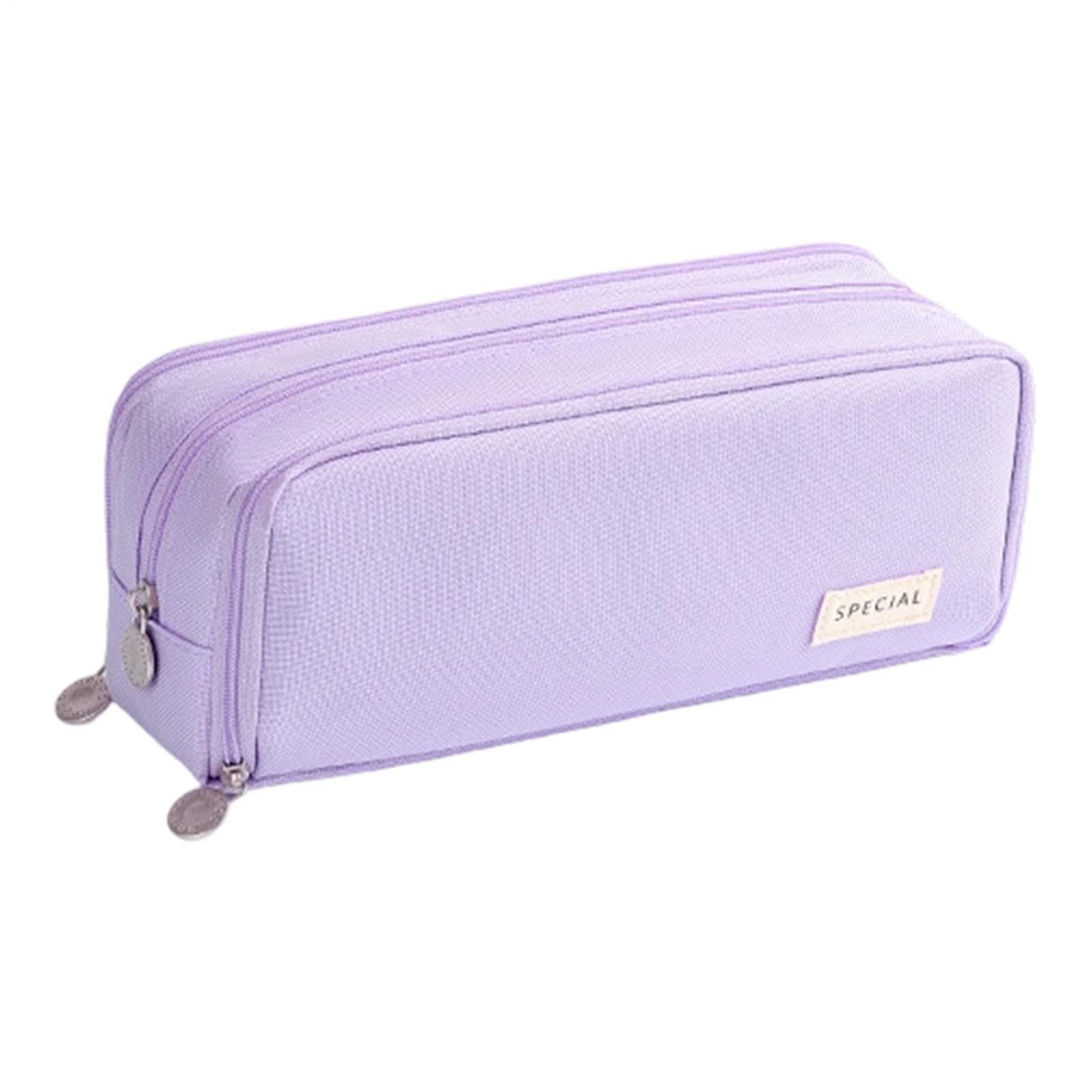 Pencil Case Pink, Large Aesthetic Pen Pouch for Girls and Students