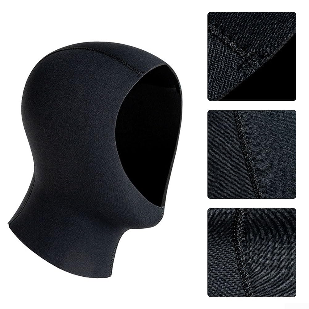 Bonnet à capuche en néoprène - Choix parfait pour la plongée avec tuba, le surf et toutes les activités nautiques (L/XL 3 mm noir)