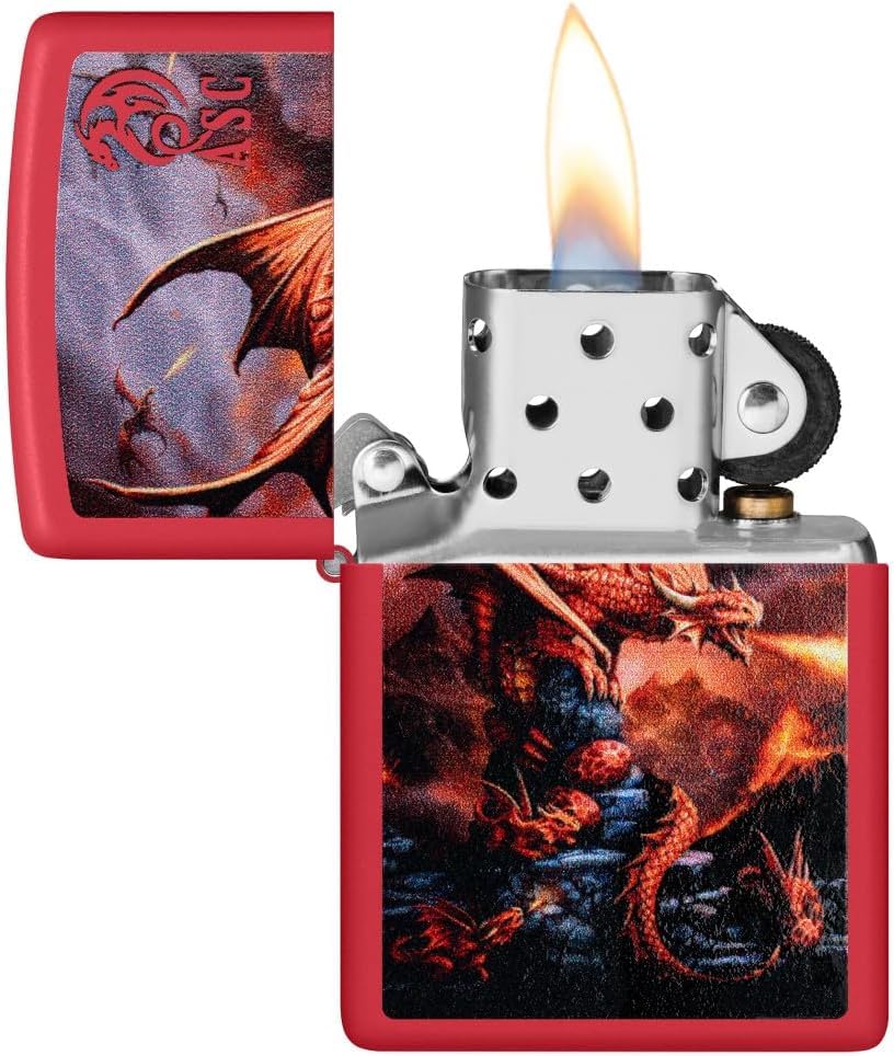 Encendedor Zippo con grabado personalizado diseño dragón rojo mate miniatura 5