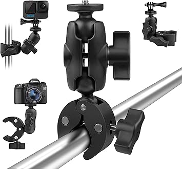 ADOFYS Action Camera and Mobile Universal Aluminium Alloy Mount with Two 360 rotational Angle and with Quick Release clamp for Motorcycle and Bicycle Compatible with Action Camera and Mobile Phone