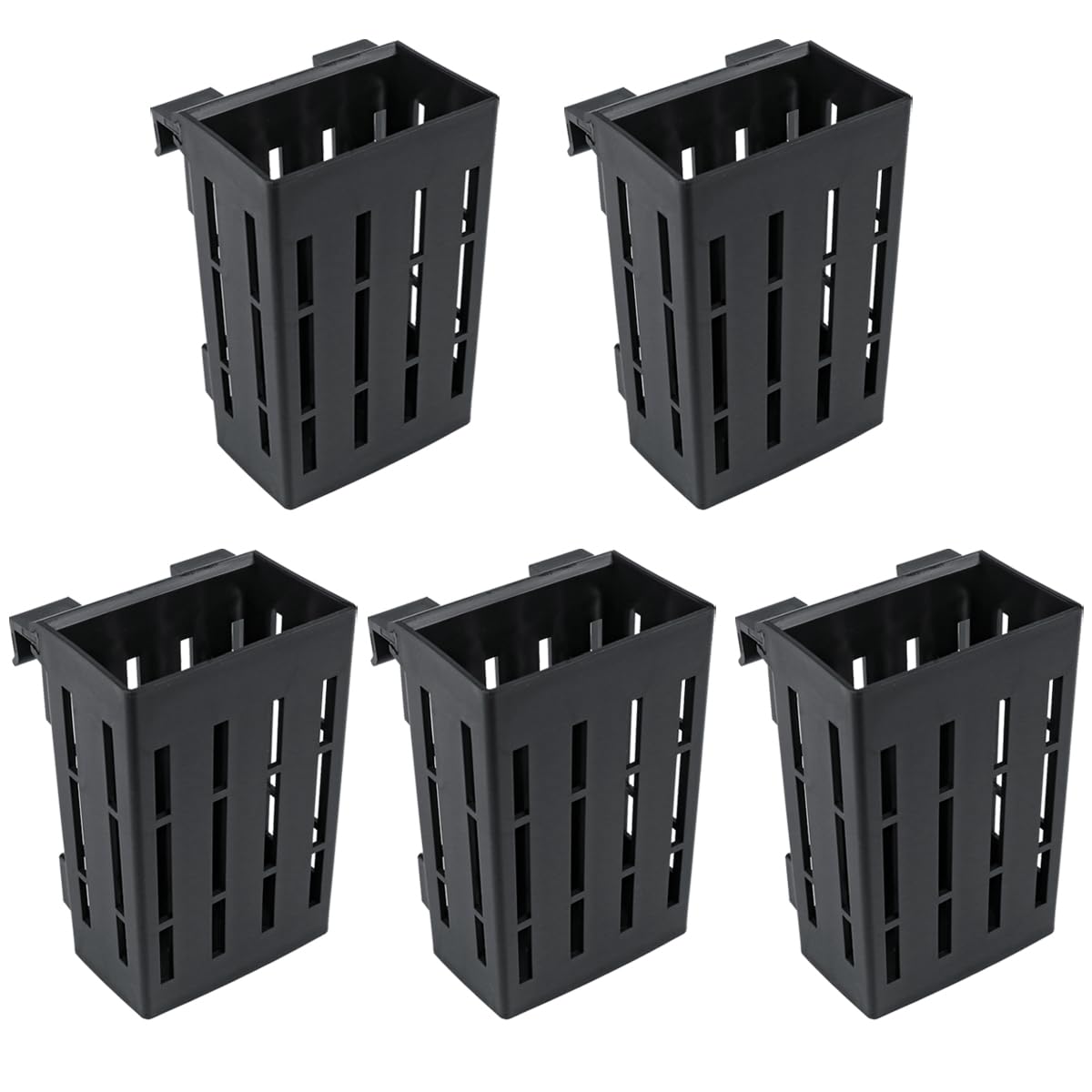 UPIQNG 5Pcs Hanging Aquarium Plant Holder Aquatic Plant Pot with Hanger Fish Tank Accessories Aquarium Planter Cups for Aquaponic Plant Cultivation,Black