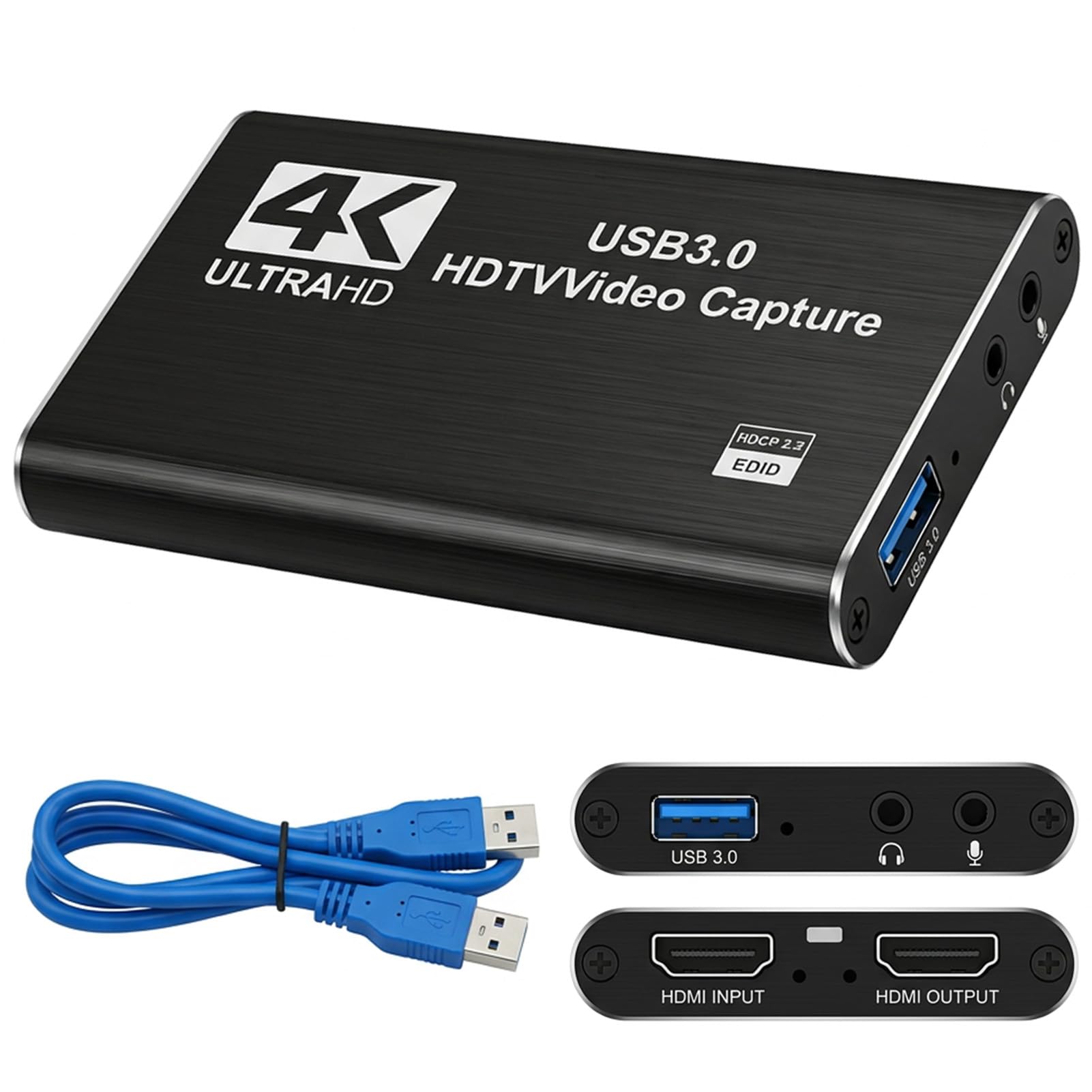 4K 60Hz Capture Card for Streaming, HDMI Video Capture Card with USB 3.0, Game Capture Card Compatible with Series X S Switch PC iOS Devices, Video Recording for OBS Streamlabs XSplit Low Latency Chip