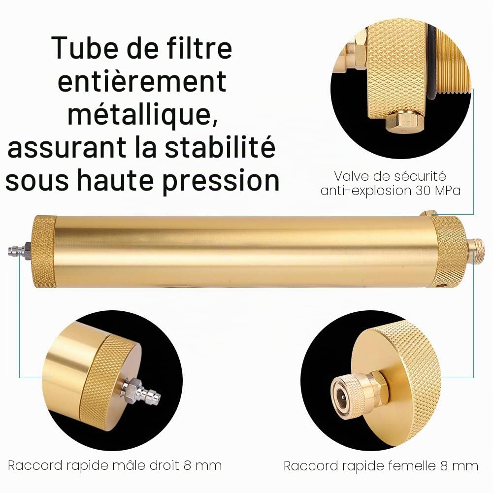 Filtre à air, Filtre à air à Charbon Actif 4500psi séparateur d'eau d'huile à Haute Pression 30MPA plongée