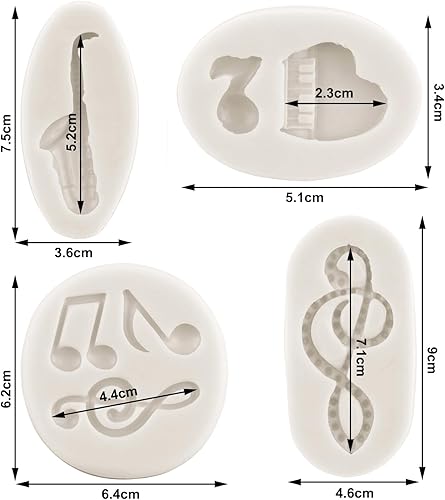 Miniatura 2 de Molde de silicona para saxofón de piano, para decoración de pasteles, decoración de cupcakes, pasta de goma de chocolate, arcilla polimérica, juego