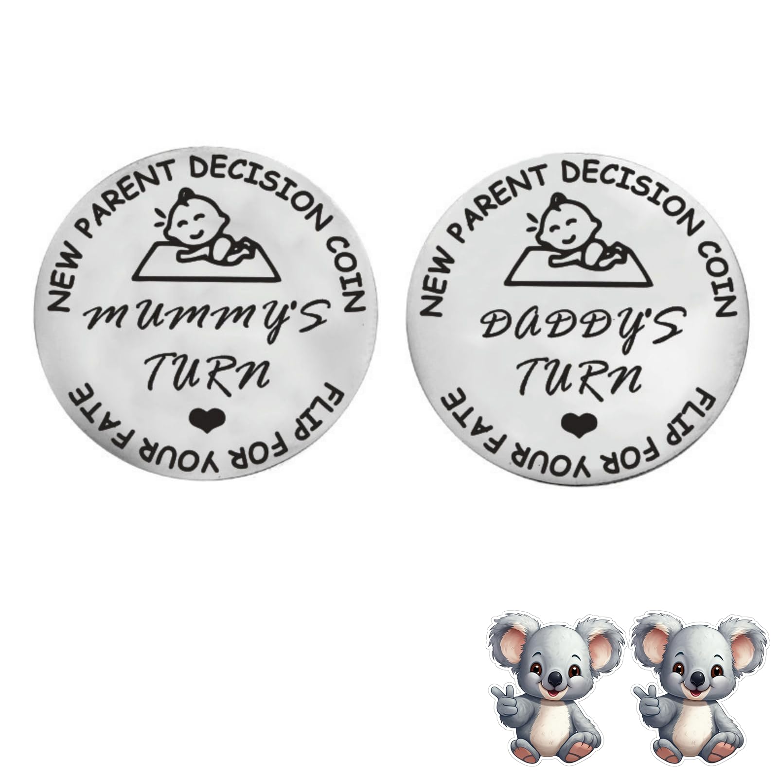 New Parent Decision Turn Coin First Time Pregnant Mom to Be and Dad Couple Funny Baby Shower Daddy Christmas Expecting Pregnancy Newborn After Birth Gift Idea Cool Boy Mommy Women Mama Present Flip 5
