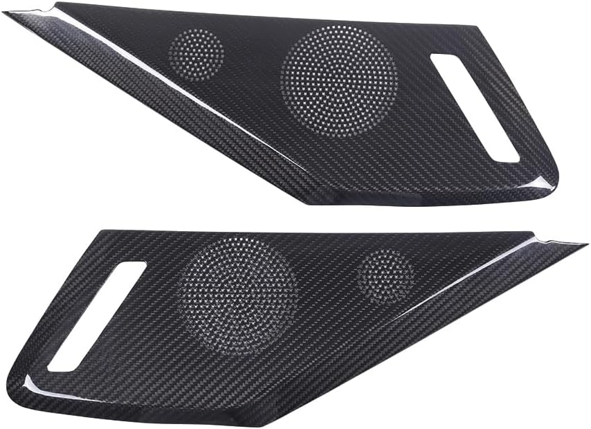 Daeiclru Car Side Door Speaker Cover Compatible with Chevrolet Corvette C8 2020-2023, Real Carbon Fiber Car Door Panels Cover Trim, Interior Accessories (with Seat Memory Button, Black)