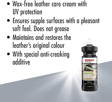SONAX Profiline Leather Care | Nourishing Leather Conditioner with UV Protection | Prevents Cracking & Drying | Hydrophobic Surface Repels Dirt, Dust, Water | 282300 | 1L