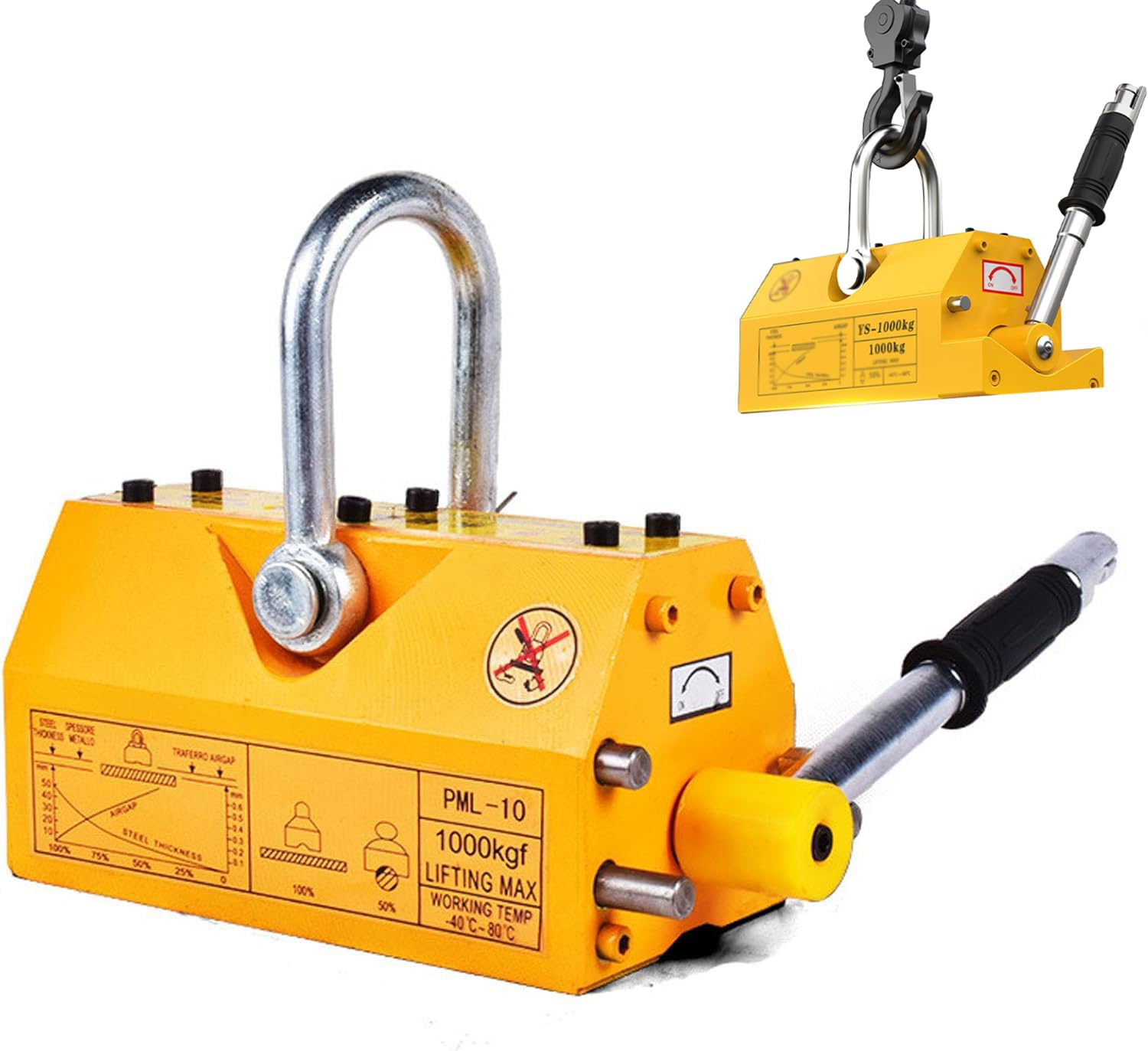 Magnetischer Heber mit Entriegelung, 220/440/399.2 kg Hebemagnet, Zugkraft Hebemagnet, permanente Hubmagnete, robuster Magnet für Hebezeug, Ladenkran, Plattenstahl, Rundstange, 100 kg