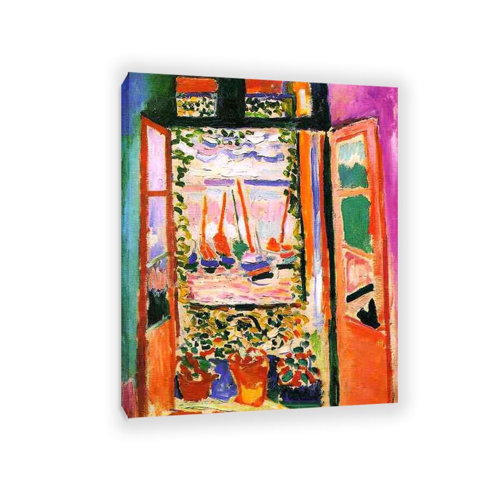 MYCGGDGH Henri Matisse Painting Reproduction Open window at Collioure famous art poster Henri Matisse wall decor for bedroom Picture for living room Bathroom Office 105x80cm(41x31in) Frame