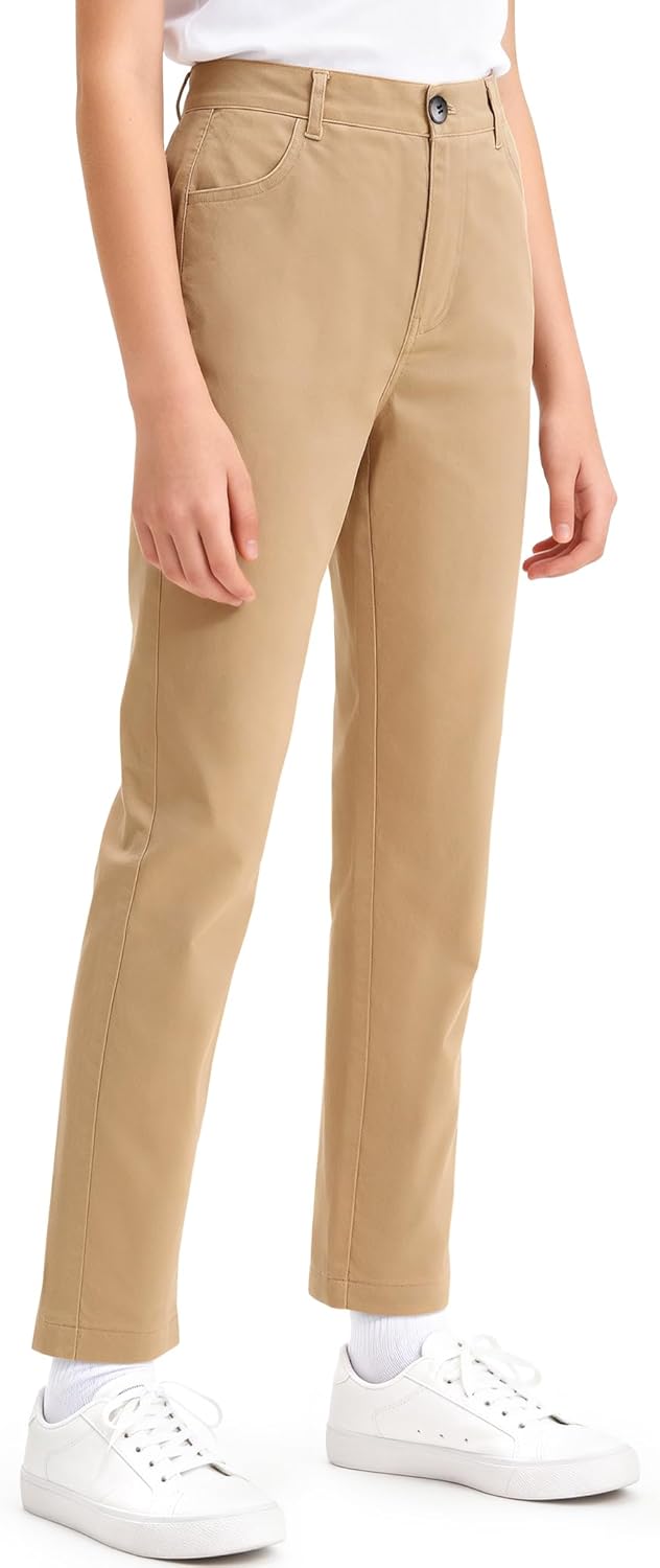 KEREDA Girls School Uniform Skinny Pants with Pockets, Elasticized Waistband, School Pants for Teen Girls Clothes - Image 2