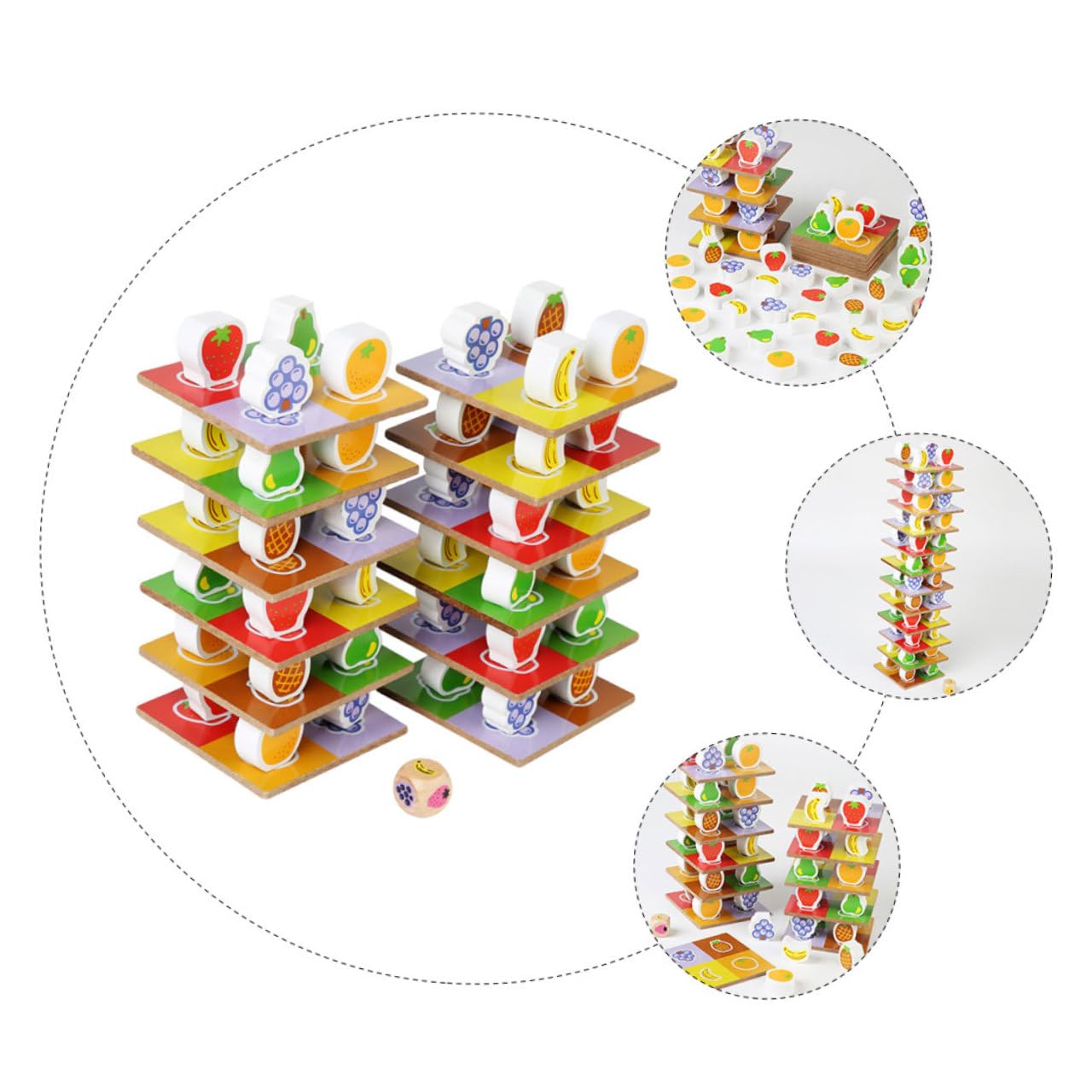 Jeu Éducatif en Bois à Empiler pour Garçon et Filles, Blocs D'équilibre Stimulants, Set de 1 pour Développement Cognitif et Imagination