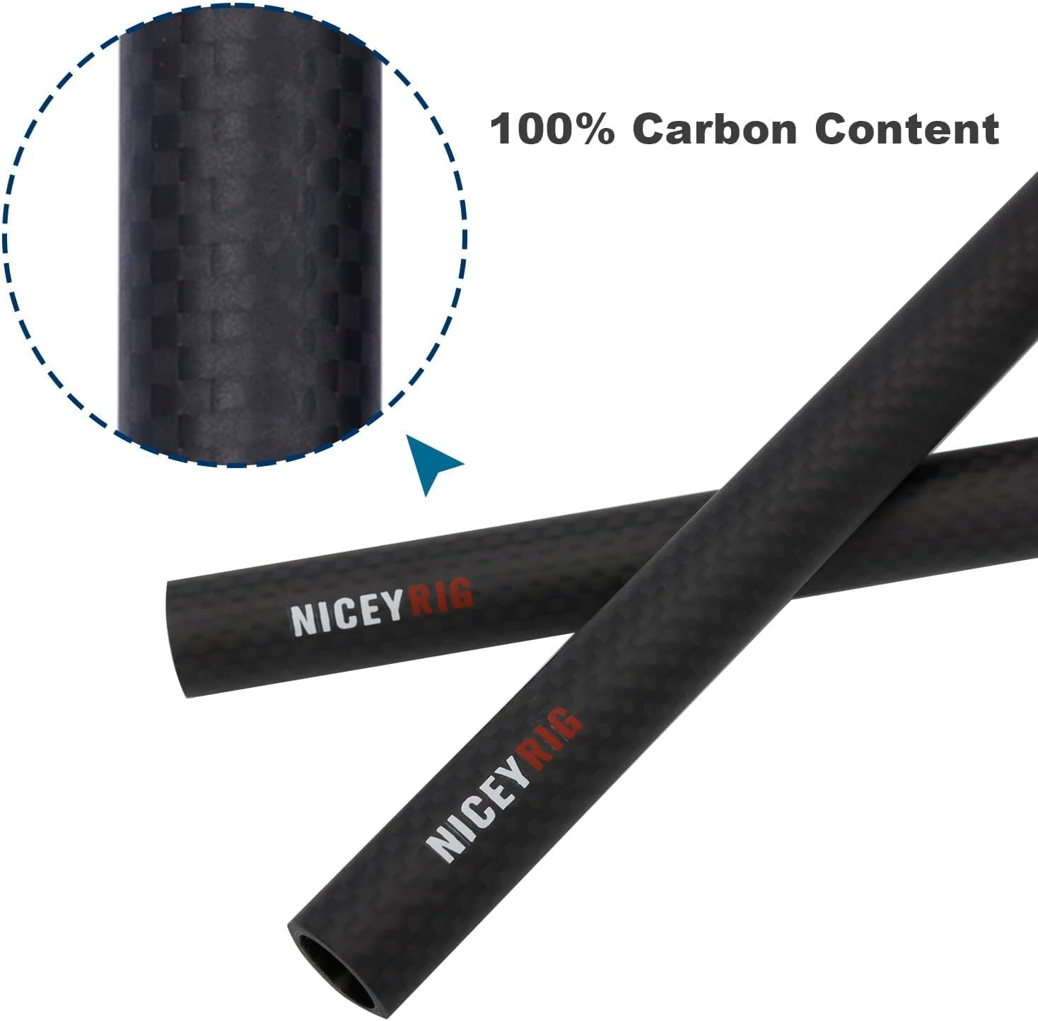 NICEYRIG 15 mm Rods in fibra di carbonio, 40 cm e 15 mm Rod, sistema di supporto per binario per DSLR, gabbia stabilizzatore per fotocamera, scatola opaca, piastra di base -555