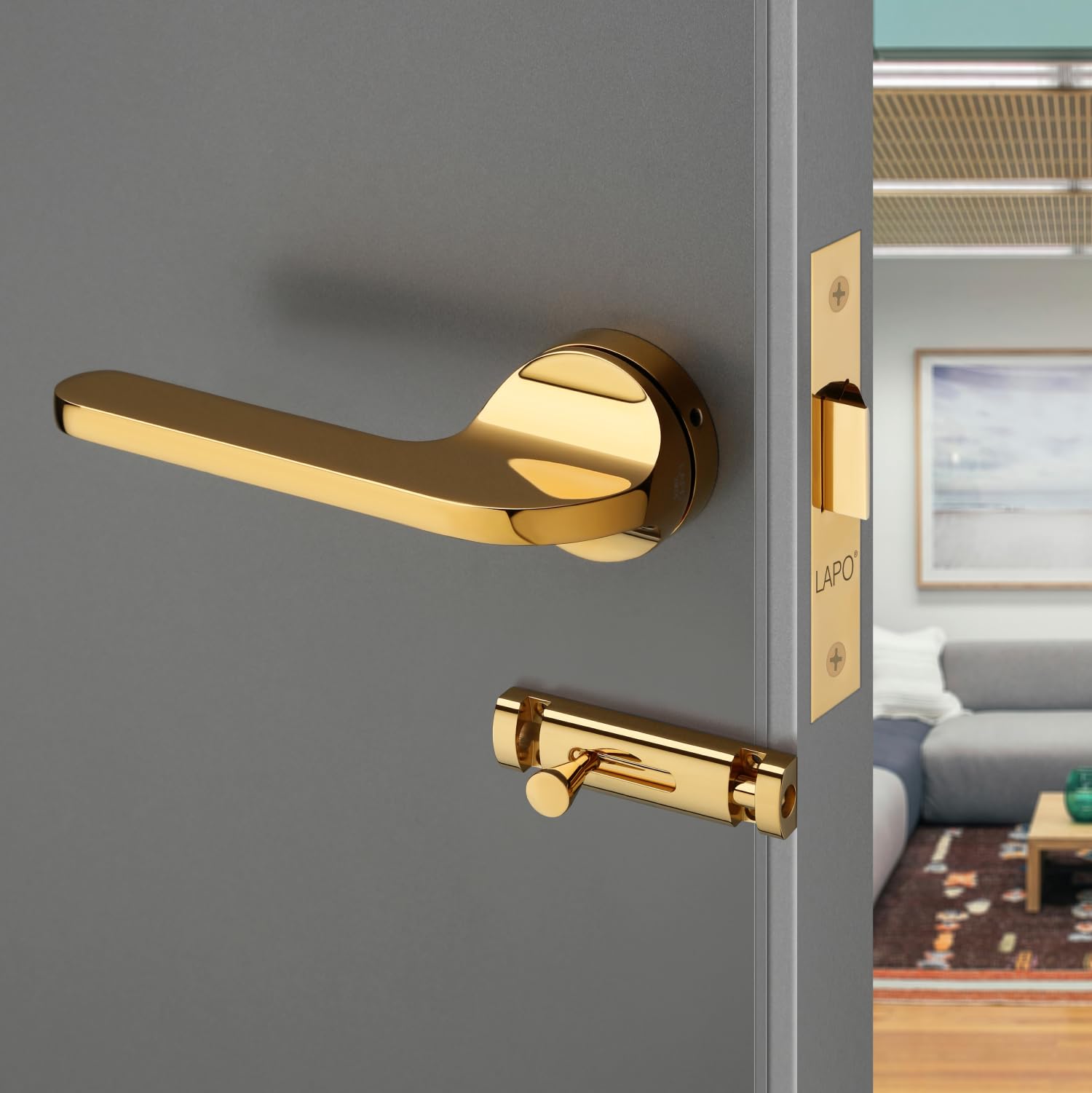 LAPO Heavy-Duty Mortise Door Lock for Home Main Door & Bedroom with Handle |Strong 70mm Cylinder | 50x85mm Body | 3 Brass Keys | Left-Right Fit 30-50mm Door Home Office Hotel | Black Finish | Ro-127 — Amazon image 14