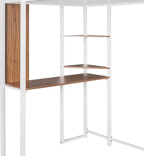 Miniatura 7 de Merax Moderna cama alta de metal pesado con escalera litera individual con escritorio y estantes para jóvenes adolescentes y adultos fácil de montar