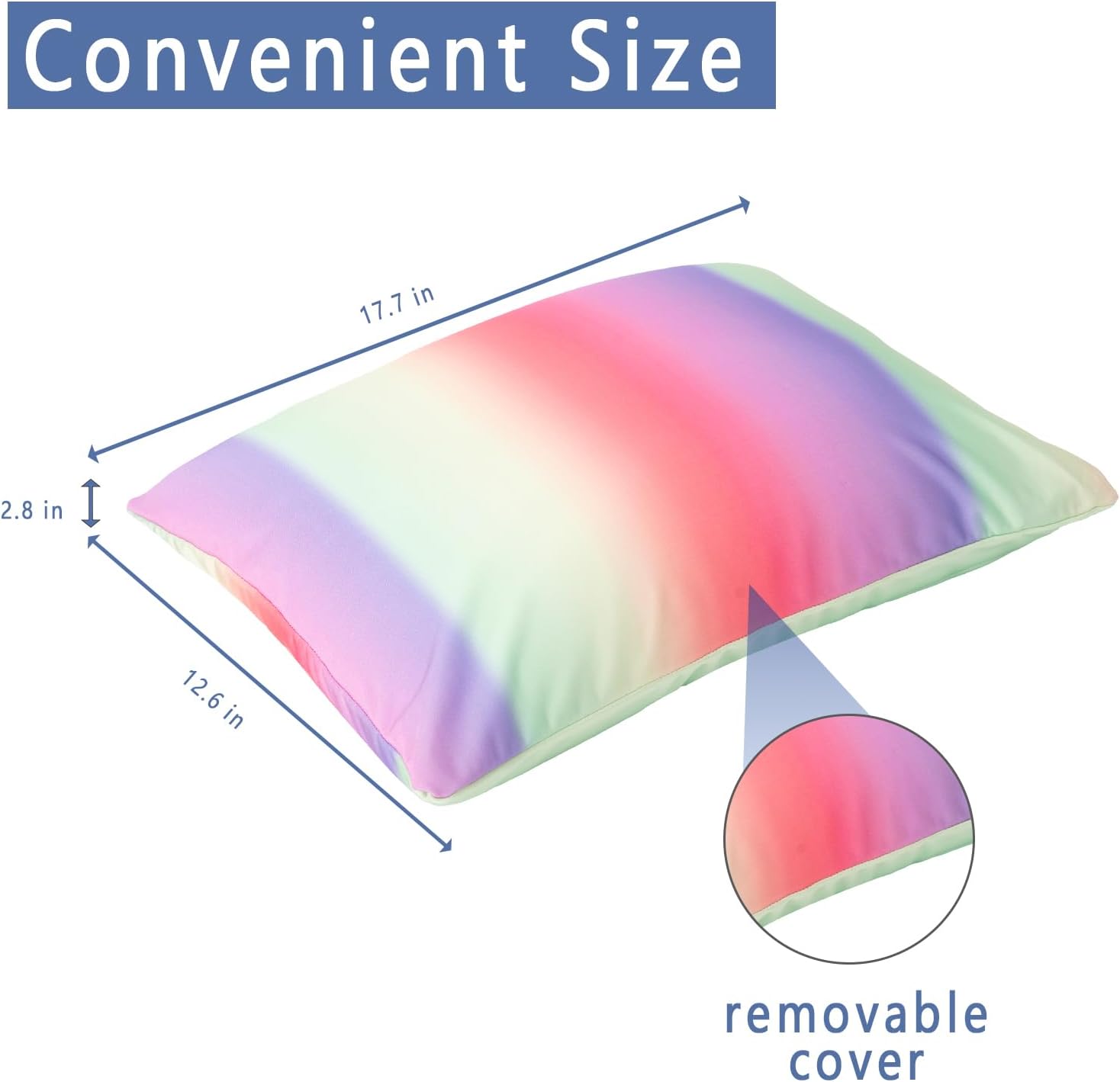 Squishy Neck Microbead Throw Pillow with Removable Cover, 16 and 12Inches Soft Travel Body Bed Pillow Bead Pillow for Kids Adult Chair Sleeping Car Seat (Summer Colorful)