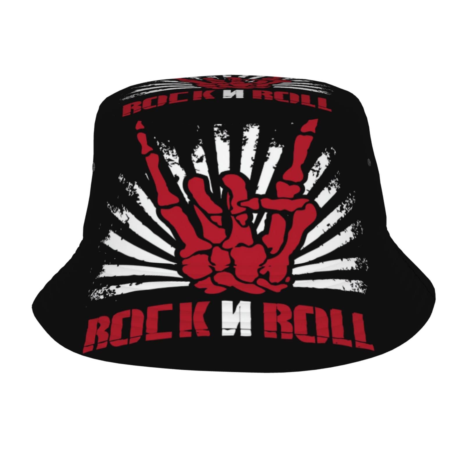 Heavy Metal Bucket Hat Rock and Roll Print Sunhat Packable Summer Unisex Outdoor Fisherman Hat for Women and Men