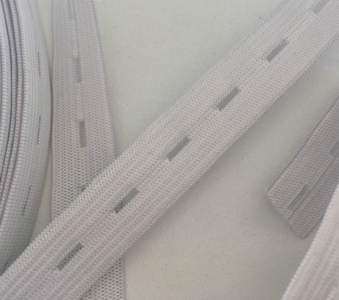 Buttonhole Elastic Woven White 15mm