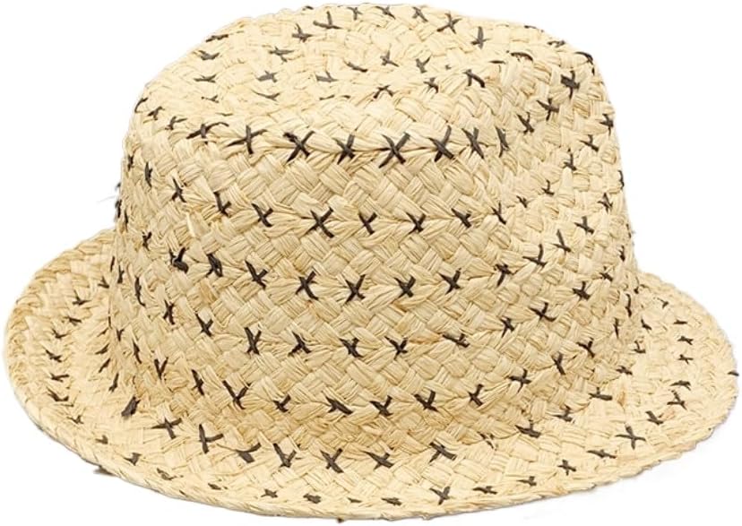 Straw Fedora Hat, Natural Woven Pattern, Classic Summer Style