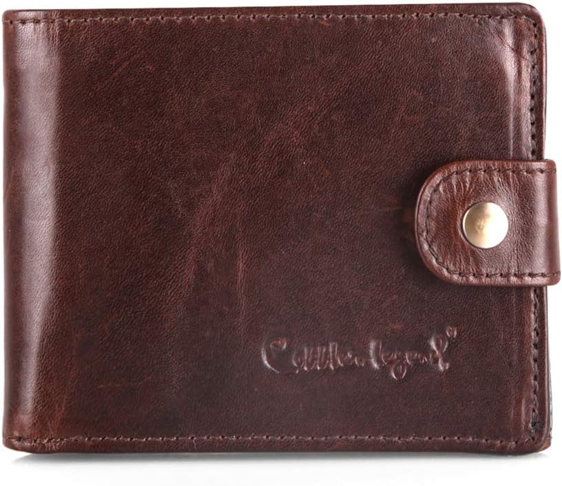 Short Men's Genuine Leather Wallet Slim Front Pocket Handmade Purse with 2 ID Windows