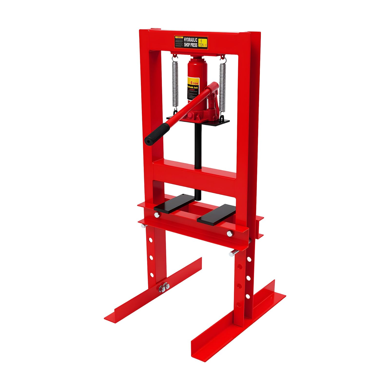 6T - Prensa hidráulica para taller, prensa hidráulica, 125 mm, distancia de trabajo de 280 mm, prensa de marco, prensa de 4 niveles, ajuste de altura para talleres de automóviles, talleres de máquinas