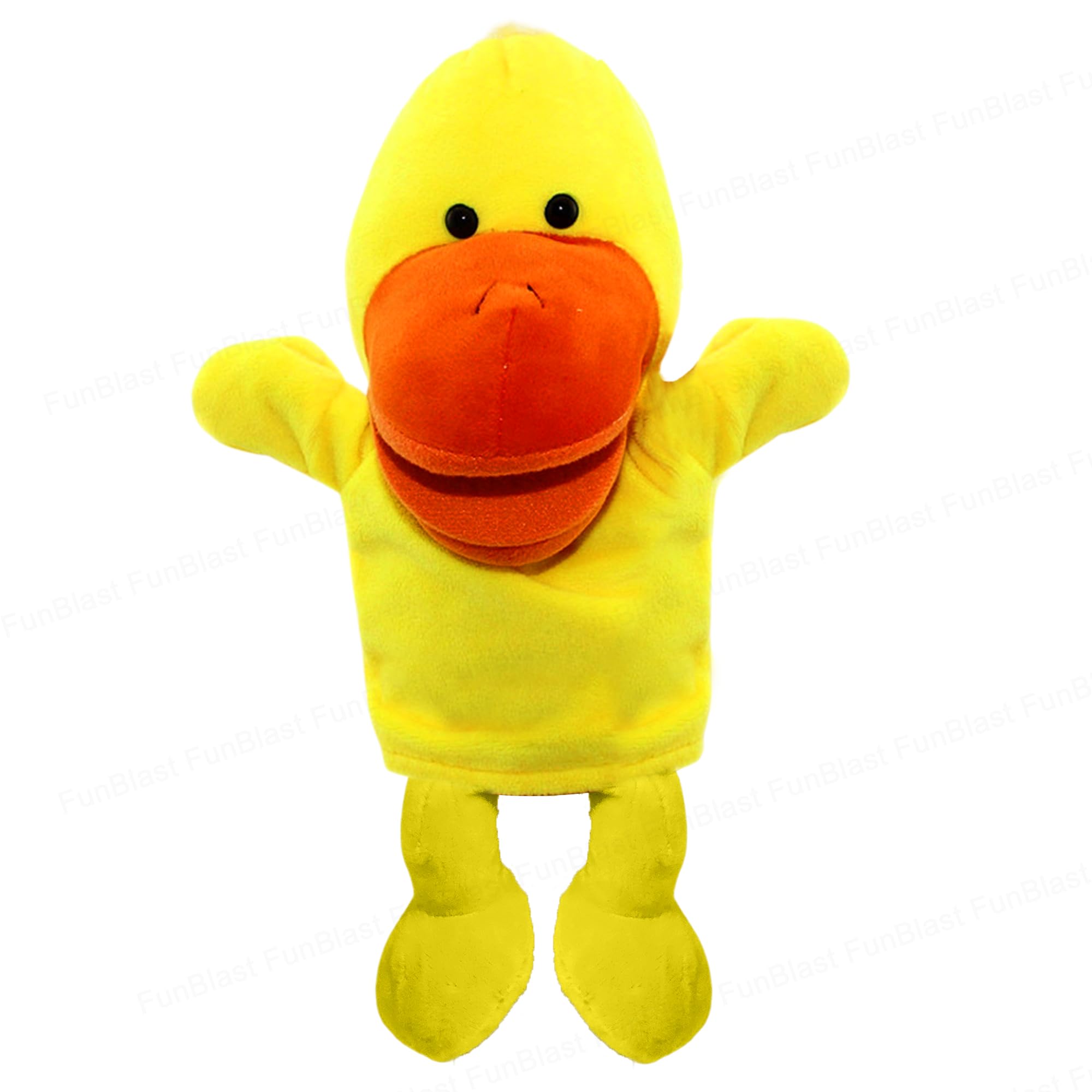 FunBlast Hand Puppets for Kids – Cute Animal Soft & Interactive Plush Duck Puppets for Storytelling, Role Play & Learning Toys, Perfect for Toddlers & Children (Yellow)