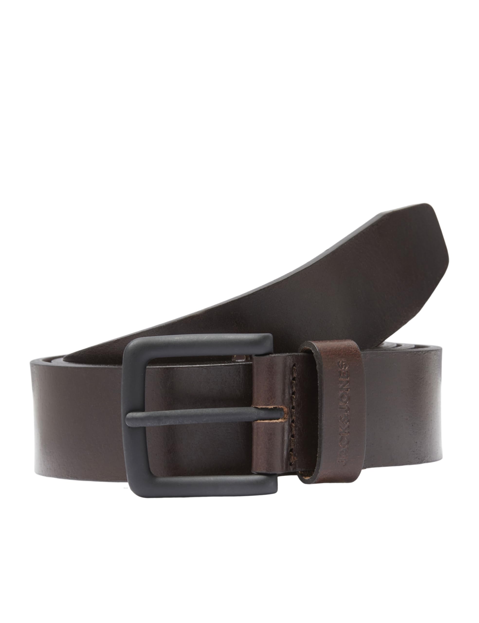 JACK & JONES Casual Genuine Leather Belt Classic Leather Waistband with Holes JACROMA, Colours:Dark Brown, Size:80