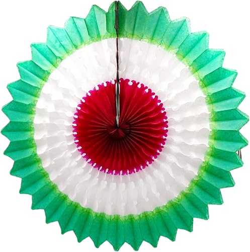 Needzo Decoración colgante de flores de papel de seda rojo, verde y blanco, decoraciones de fiesta temática mexicana, 18 pulgadas