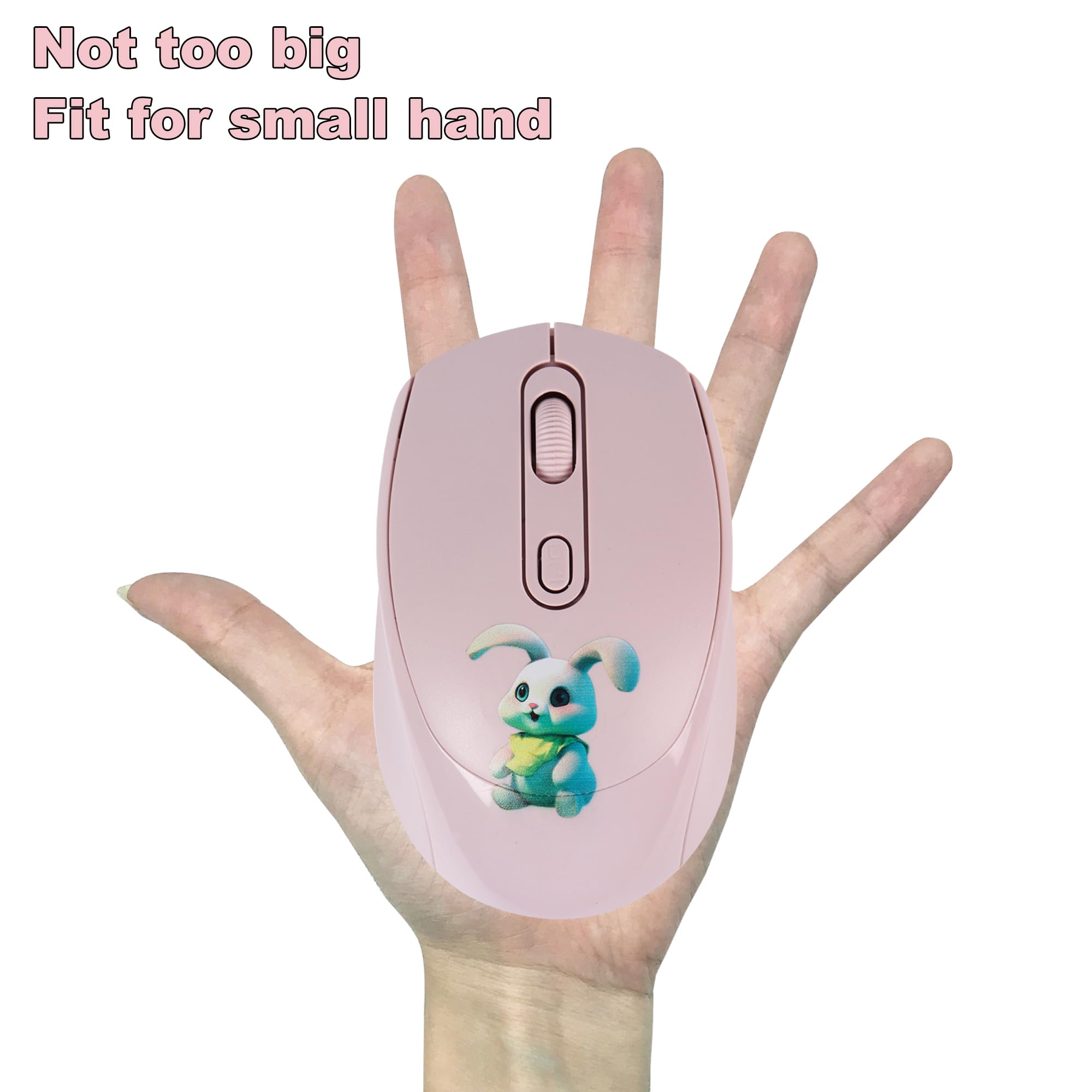 Bezprzewodowa mysz 2,4 GHz urocza kreskówka mysz komputerowa DPI regulowana mała mysz bezprzewodowa mysz dziecięca cicha mysz USB do laptopa komputera prezenty dla dzieci (różowa)